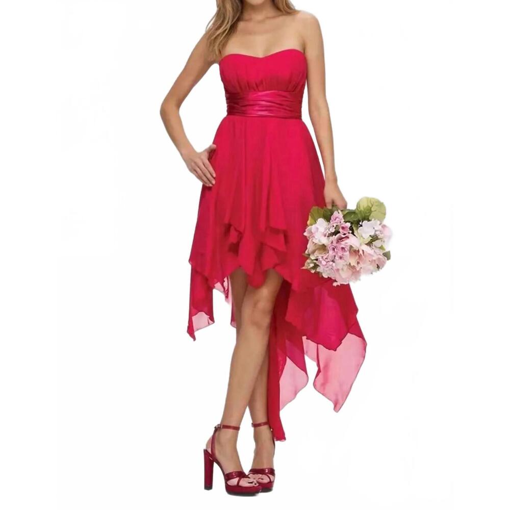 NEW JULIET high low a line prom dress in fuchsia